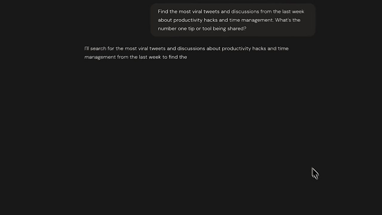Okara AI web search interface showing real-time search results and AI-generated summary of productivity discussions